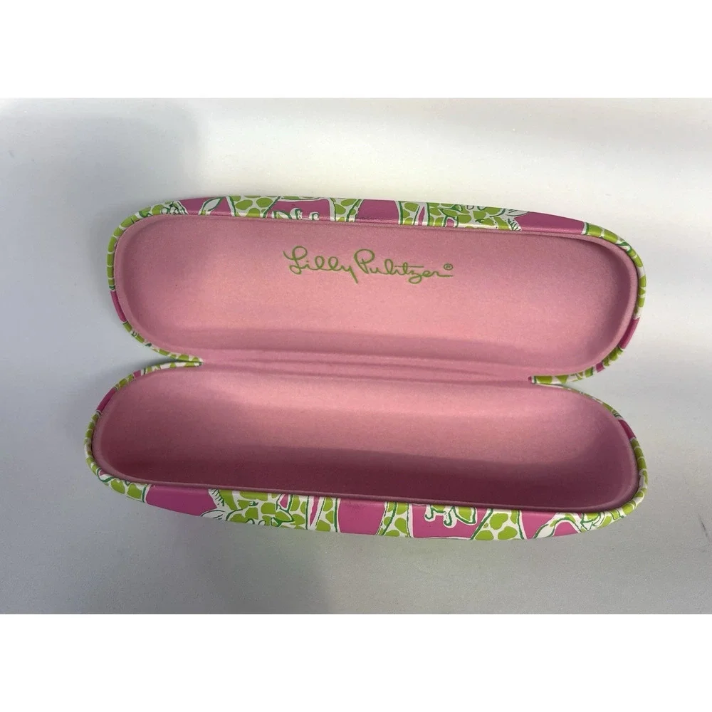Lilly Pulitzer Eyeglasses Hard Hinged Case Pink Green Giraffe Clamshell